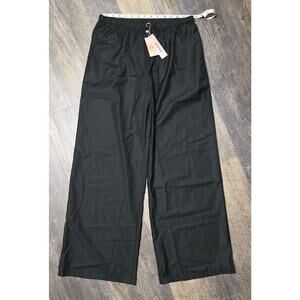 Sucegi Black Wide Leg Pants Large High Waisted Lounge Pajama Palazzo Trousers L